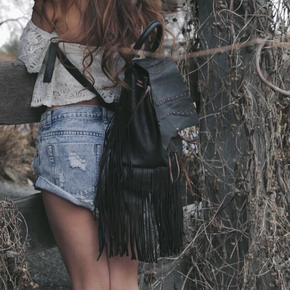 Boho Gypsy Leather Festival Backpack